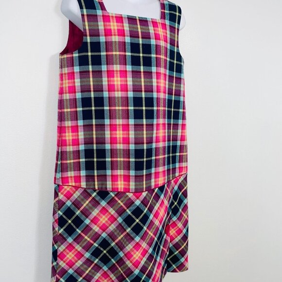 Talbots Girls Dress Size 7 Pink Blue Plaid Sleeveless Jumper Pinafore - Picture 5 of 10
